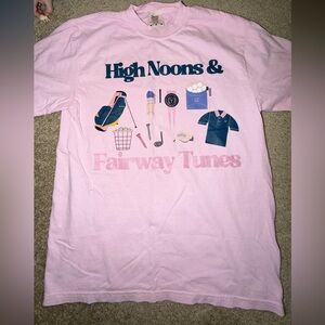 Comfort Colors Pink Graphic Tee “High Noons & Fairway Times” Size M